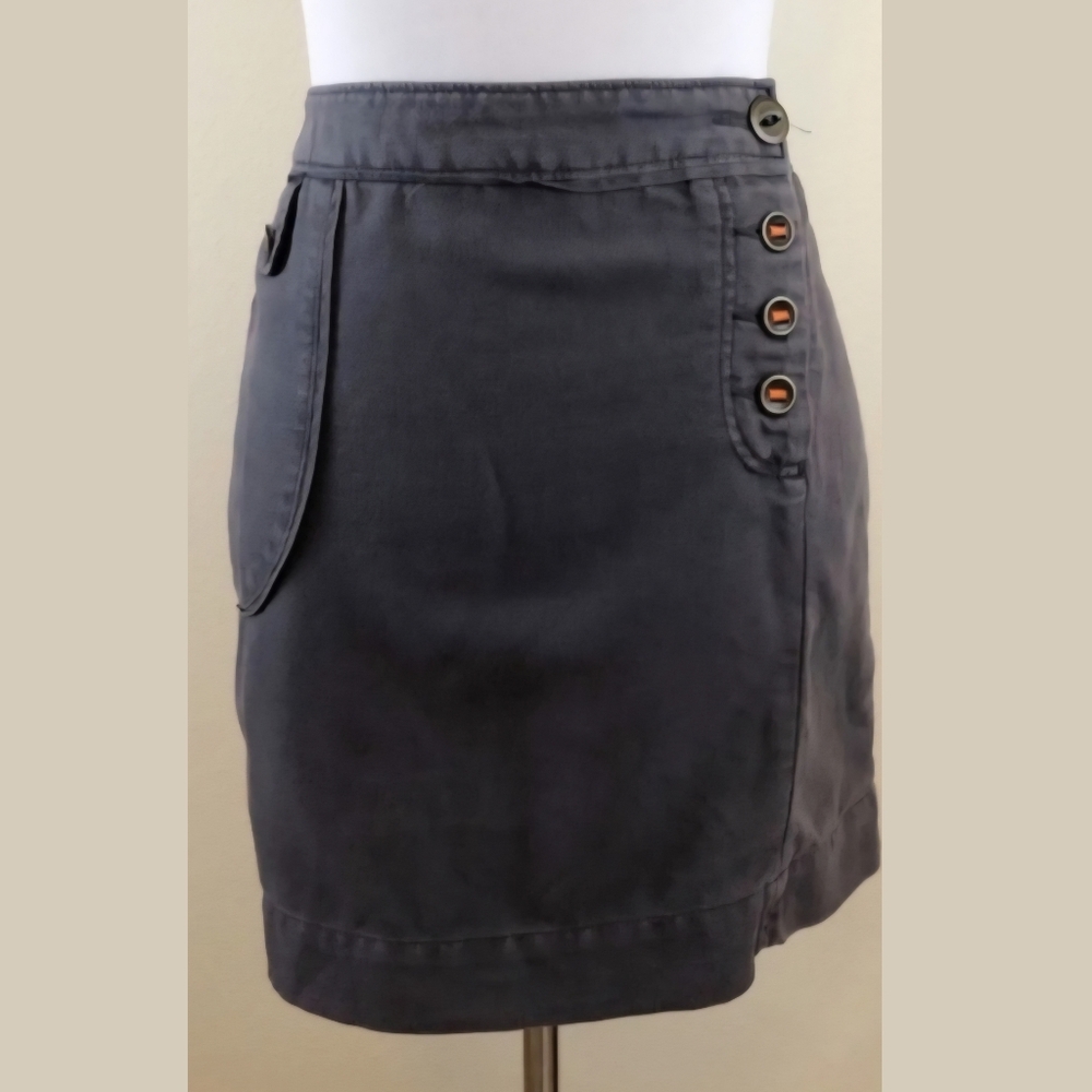 ANTHROPOLOGIE x MAEVE Y2k Fairy Grunge Mini Skirt Size 12 Linen Cotton Grey
